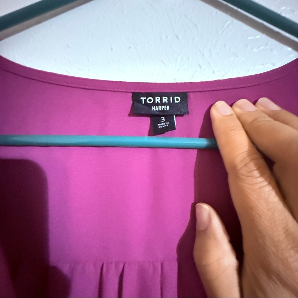 Torrid Fuchsia Button-Front Blouse - Picture 3 of 3